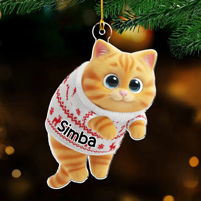 Hanging Cat Cartoonize - Personalized Custom Acrylic Ornament