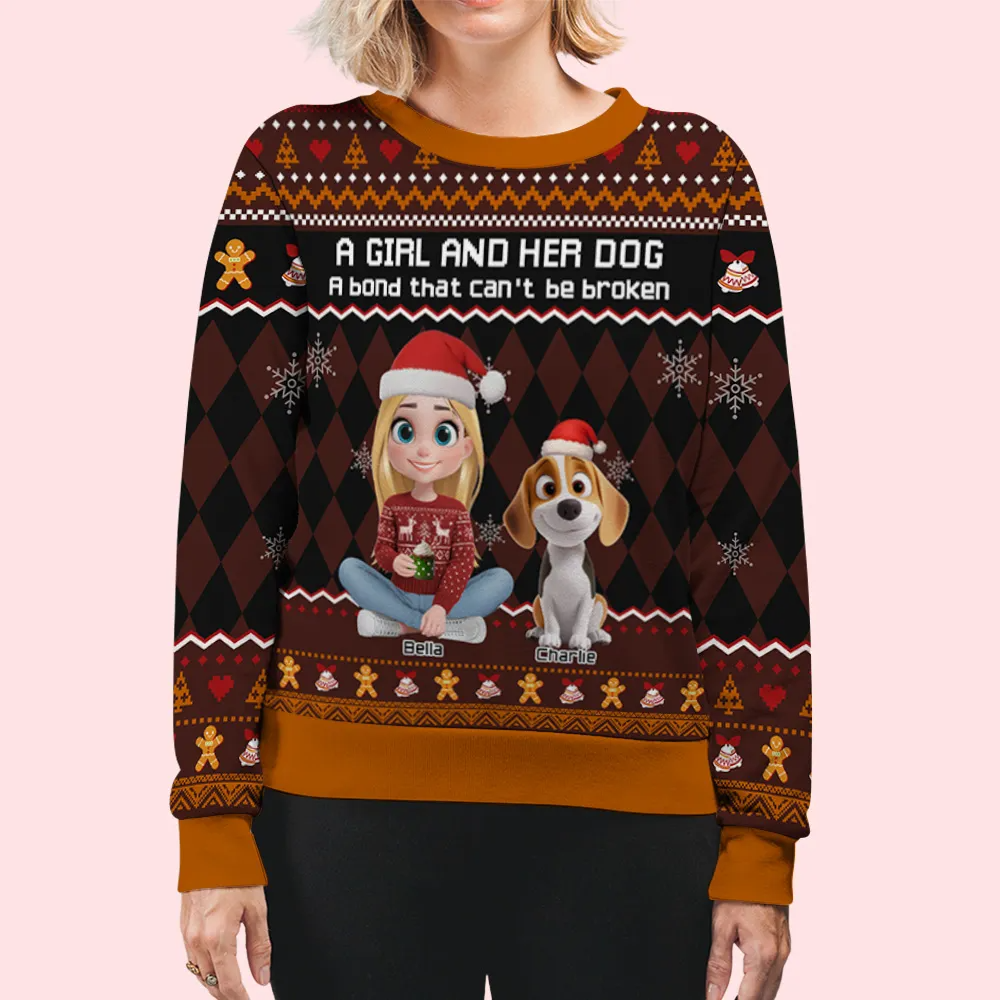 Just A Girl Who Loves Her Dog Christmas - Personalized Custom All-Over-Print Sweatshirt