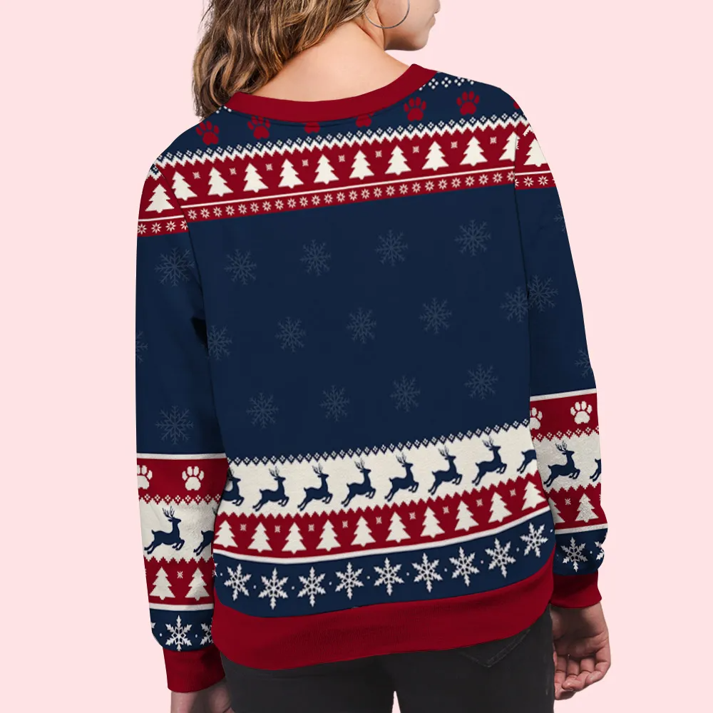 Snowy Pawlidays Cartoon - Personalized Custom All-Over-Print Sweatshirt