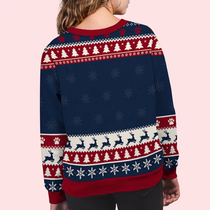 Snowy Pawlidays Cartoon - Personalized Custom All-Over-Print Sweatshirt