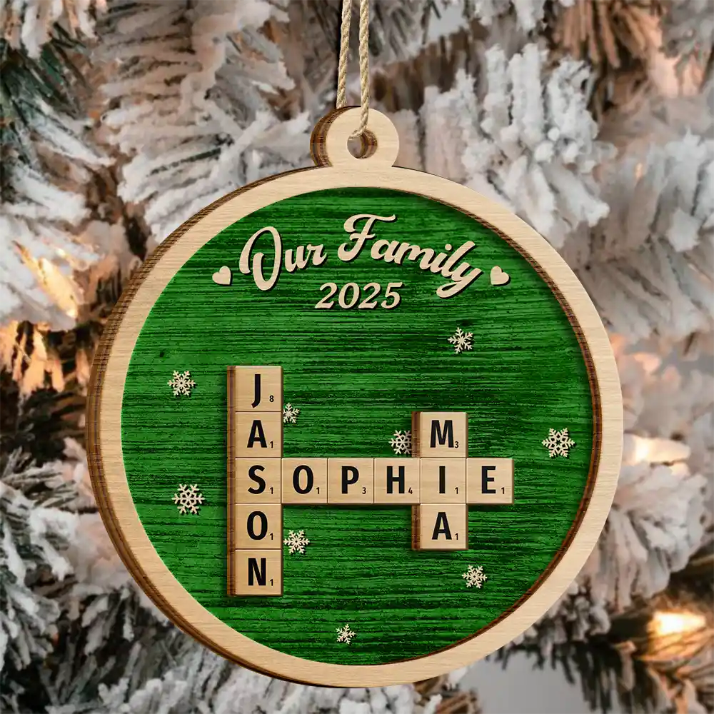 Crossword Our Grandkids Christmas - Personalized 2-Layered Wooden Ornament