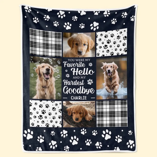Custom Photo Blanket - Personalized Christmas Memorial Sympathy Gifts For Dogs, Cats - You Were My Favorite Hello And My Hardest Goodbye