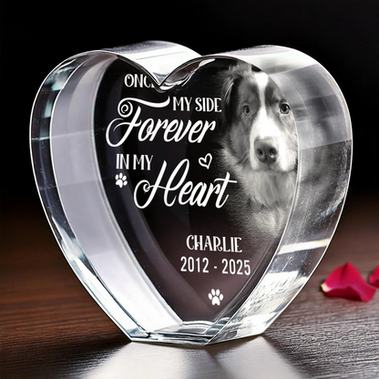 Custom Photo 3D Crystal Heart Shaped - Personalized Pet Memorial Sympathy Gifts For Dogs - Love Lives On Beyond Goodbye