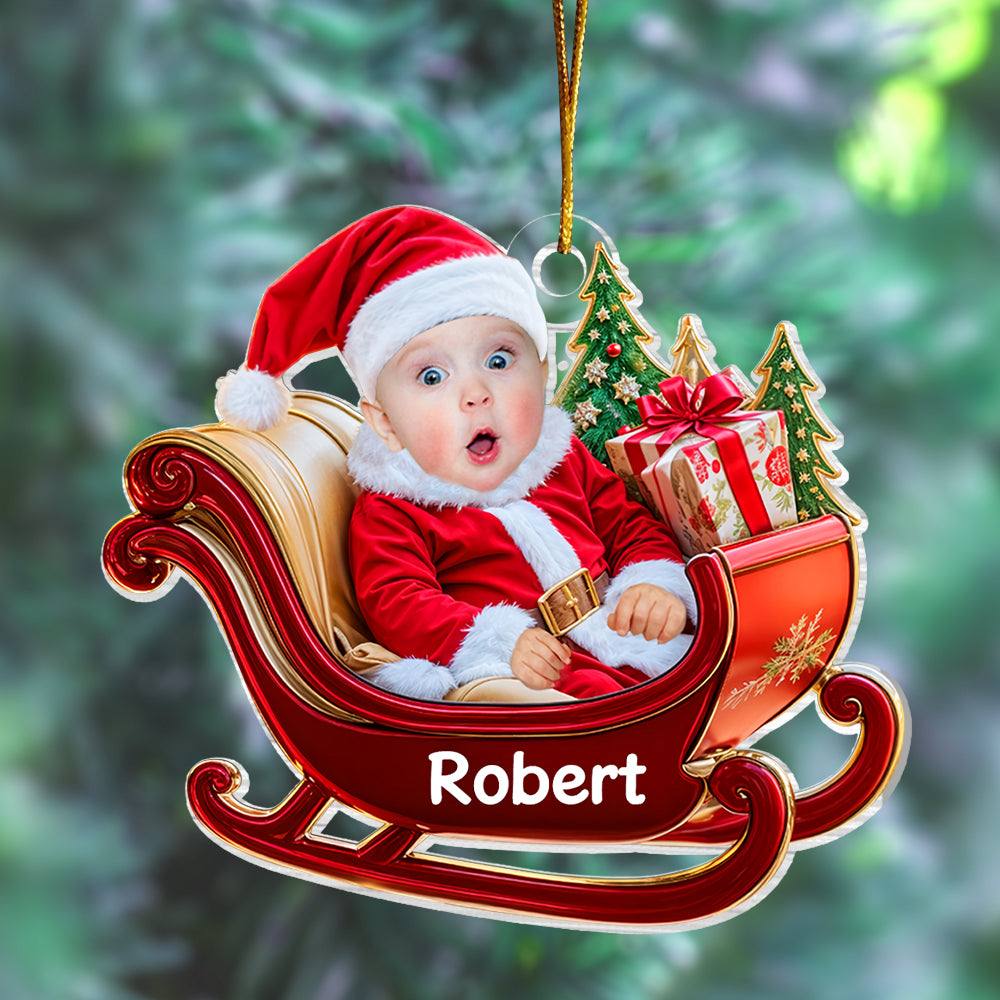 Custom Baby Face Ornament - Personalized Acrylic Photo Ornament - Baby's First Christmas Ornament