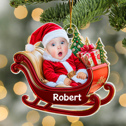 Custom Baby Face Ornament - Personalized Acrylic Photo Ornament - Baby's First Christmas Ornament