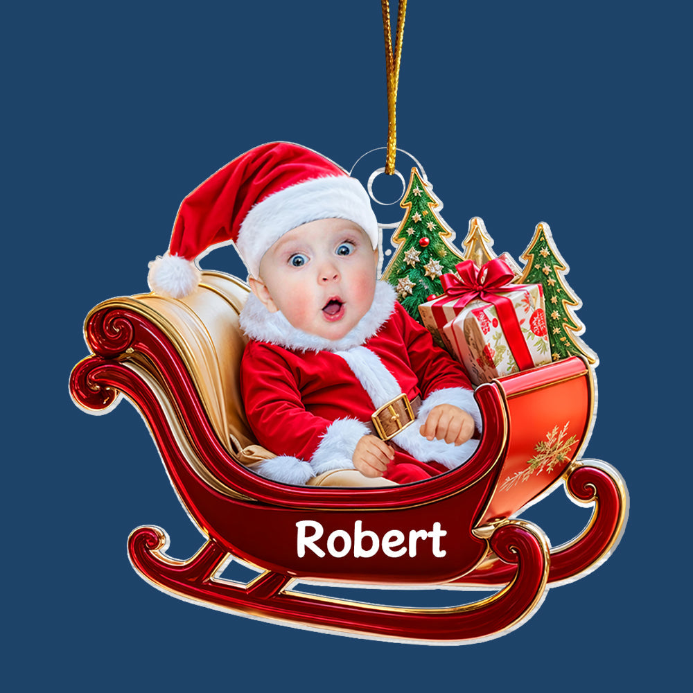 Custom Baby Face Ornament - Personalized Acrylic Photo Ornament - Baby's First Christmas Ornament