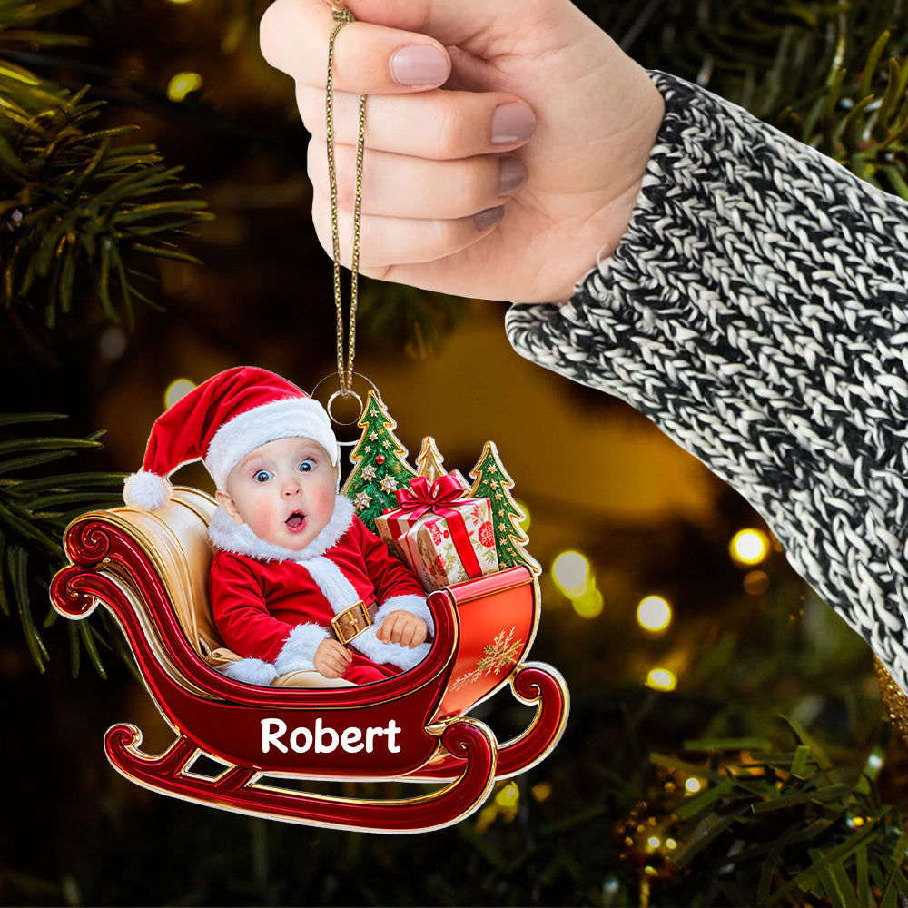 Custom Baby Face Ornament - Personalized Acrylic Photo Ornament - Baby's First Christmas Ornament
