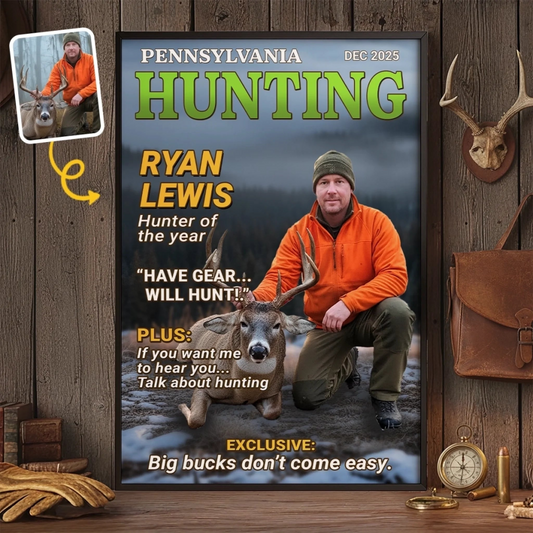 Custom Photo Magazine Vertical Poster - Personalized Christmas Birthday Hunting Gifts For Hunters - Moments Like This Are Earned