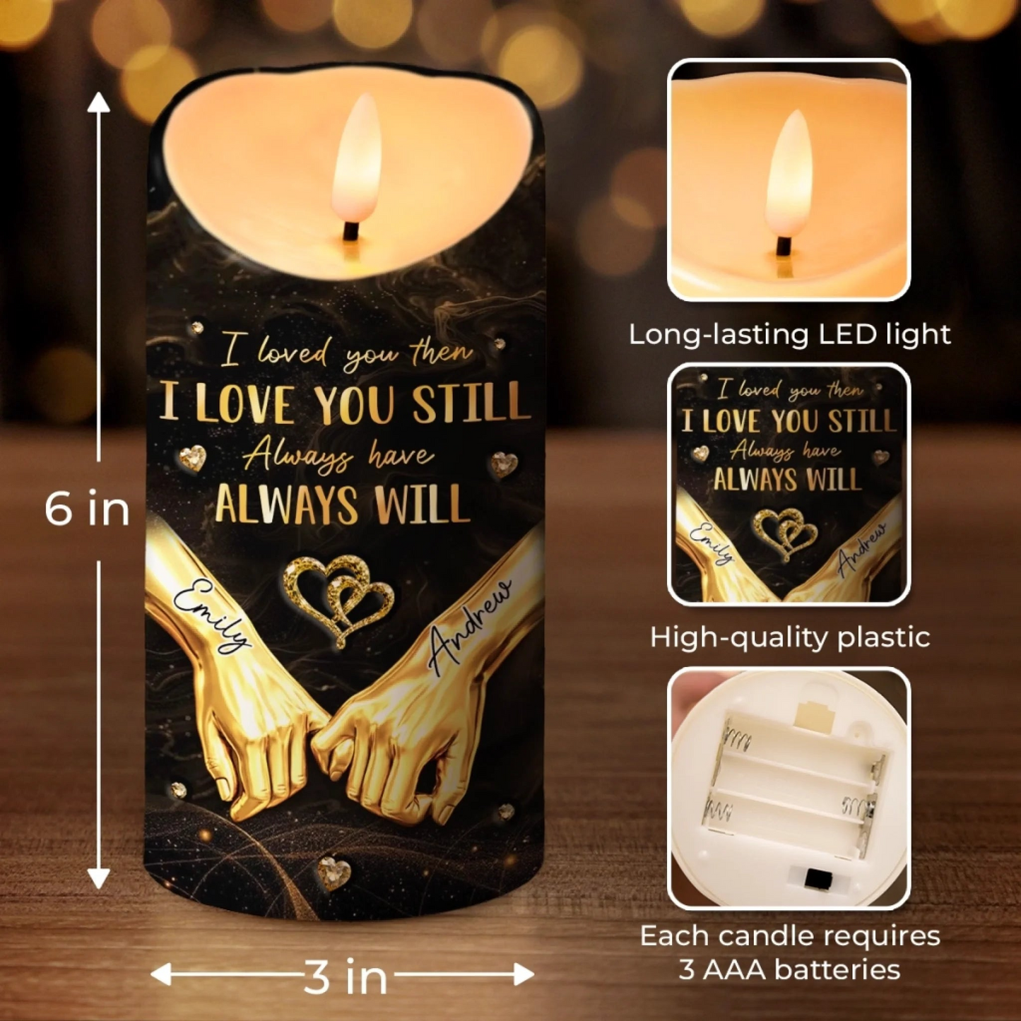 Custom LED Candle - Personalized Anniversary Wedding Gifts For Husband And Wife, Him And Her - Together We Feel At Home