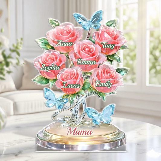 Custom Acrylic Plaque - Personalized Mother's Day Birthday Gifts For Mom, Grandma - A Family Bouquet, Forever Fresh