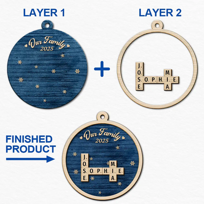 Crossword Our Grandkids Christmas - Personalized 2-Layered Wooden Ornament