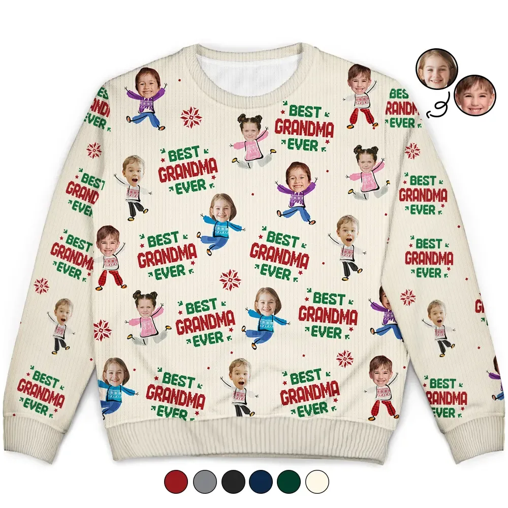 Custom Photo Best Dad Ever Funny Kids Christmas - Personalized Unisex Ugly Sweater