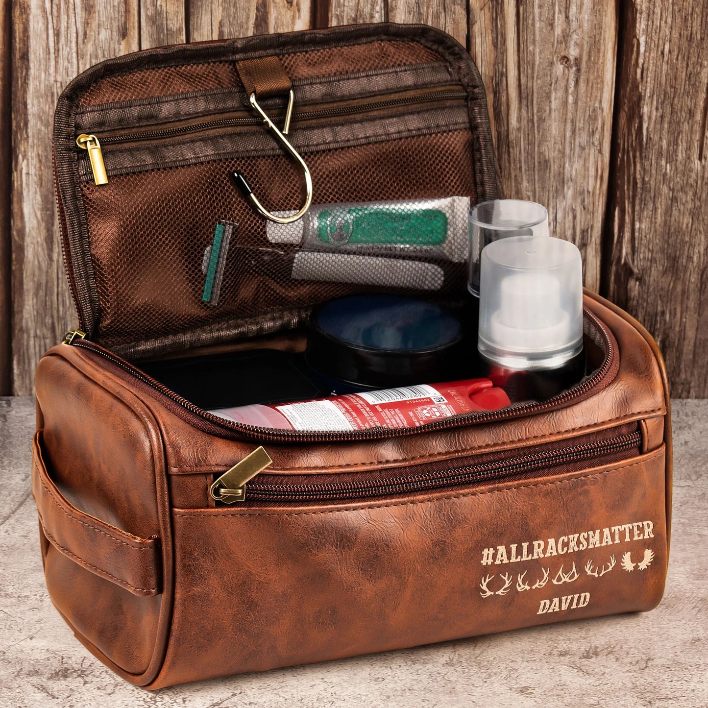 #AllRacksMatter - Personalized Leather Toiletry Bag