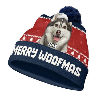 Custom Photo Feliz Navidog - Personalized Bobble Beanie Hat