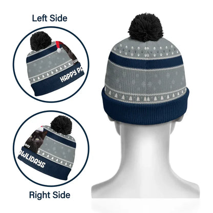 Custom Photo Feliz Navidog - Personalized Bobble Beanie Hat