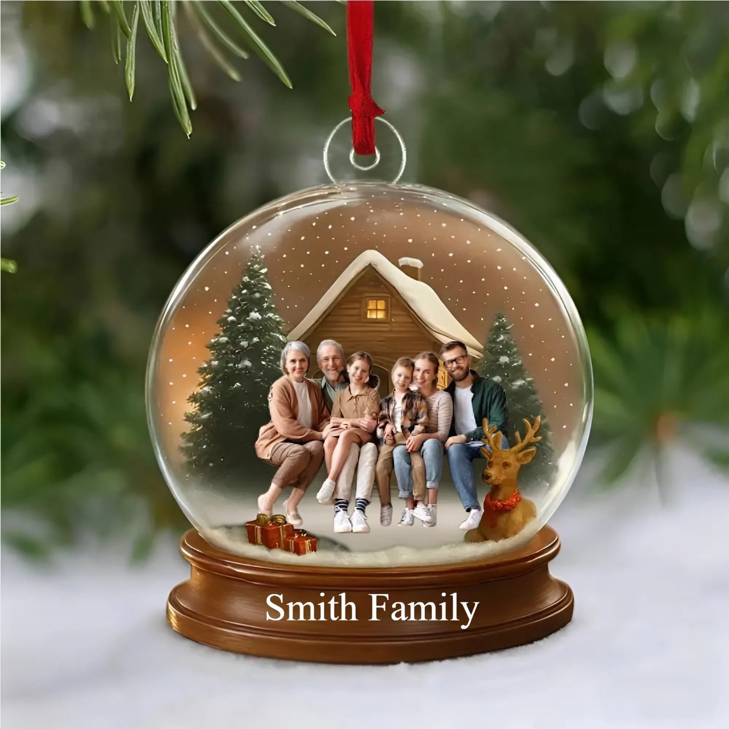 Custom Photo Snow Globe Ornament, Family Christmas Keepsake