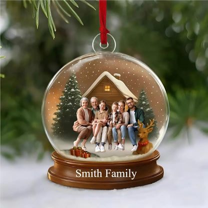 Custom Photo Snow Globe Ornament, Family Christmas Keepsake