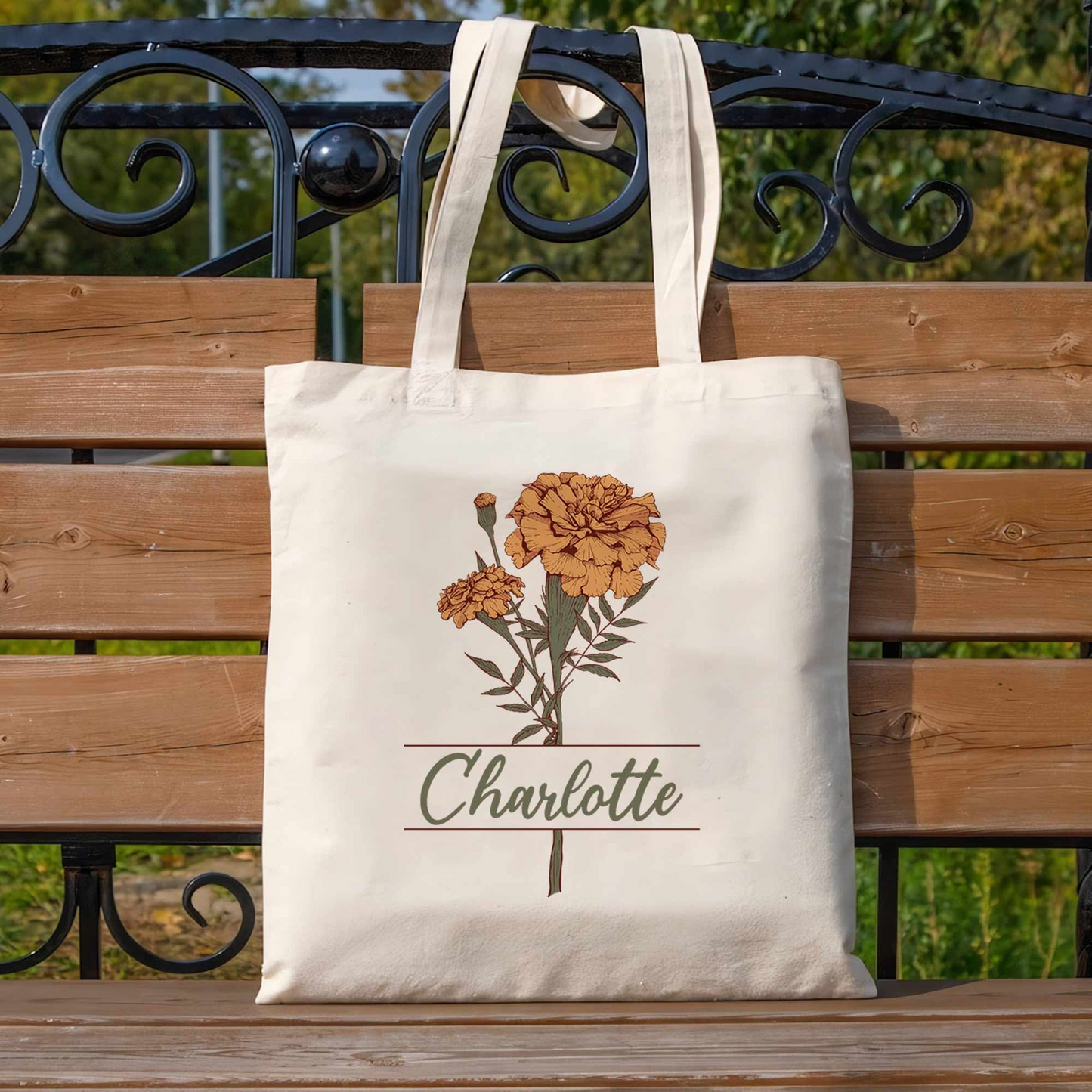 Personalized Birth Month Flower Personalized Tote Bag