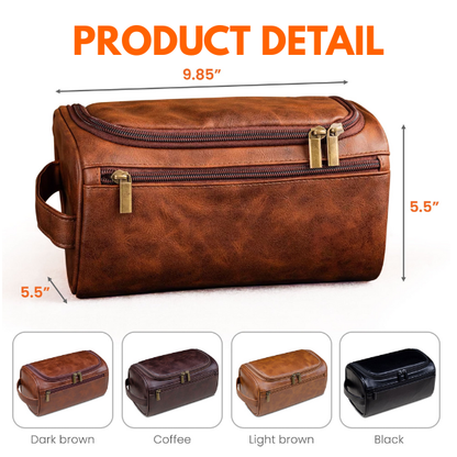 Personalized Firefighter Leather Dopp Kit – Custom Name Toiletry Bag for Firemen