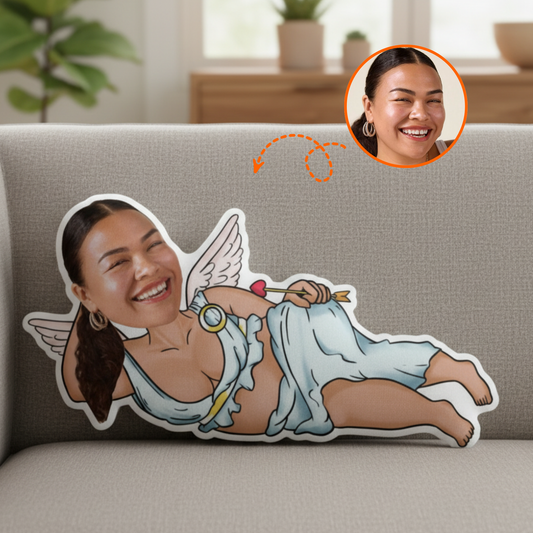 Adorable Cupid Custom Shaped Pillow – Personalized Fun Photo Gift for Her
