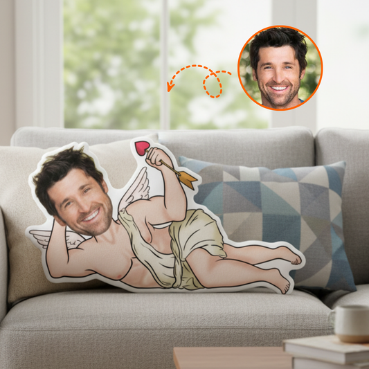 Hilarious Love Cupid Custom Shaped Pillow – Personalized Funny Photo Gift for Him
