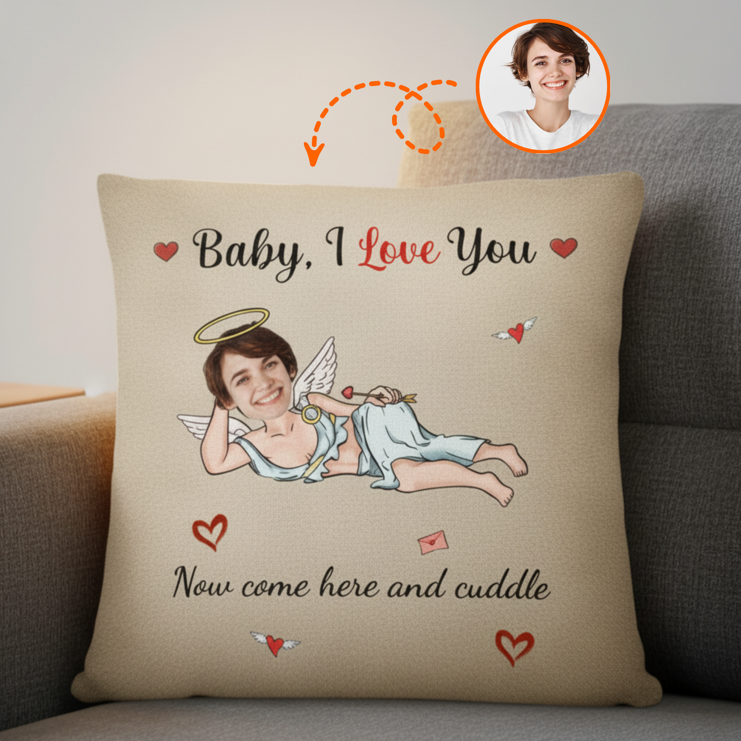 Custom Photo Now Come Here And Cuddle Pillow - Personalized Funny Valentine Gift For Couples