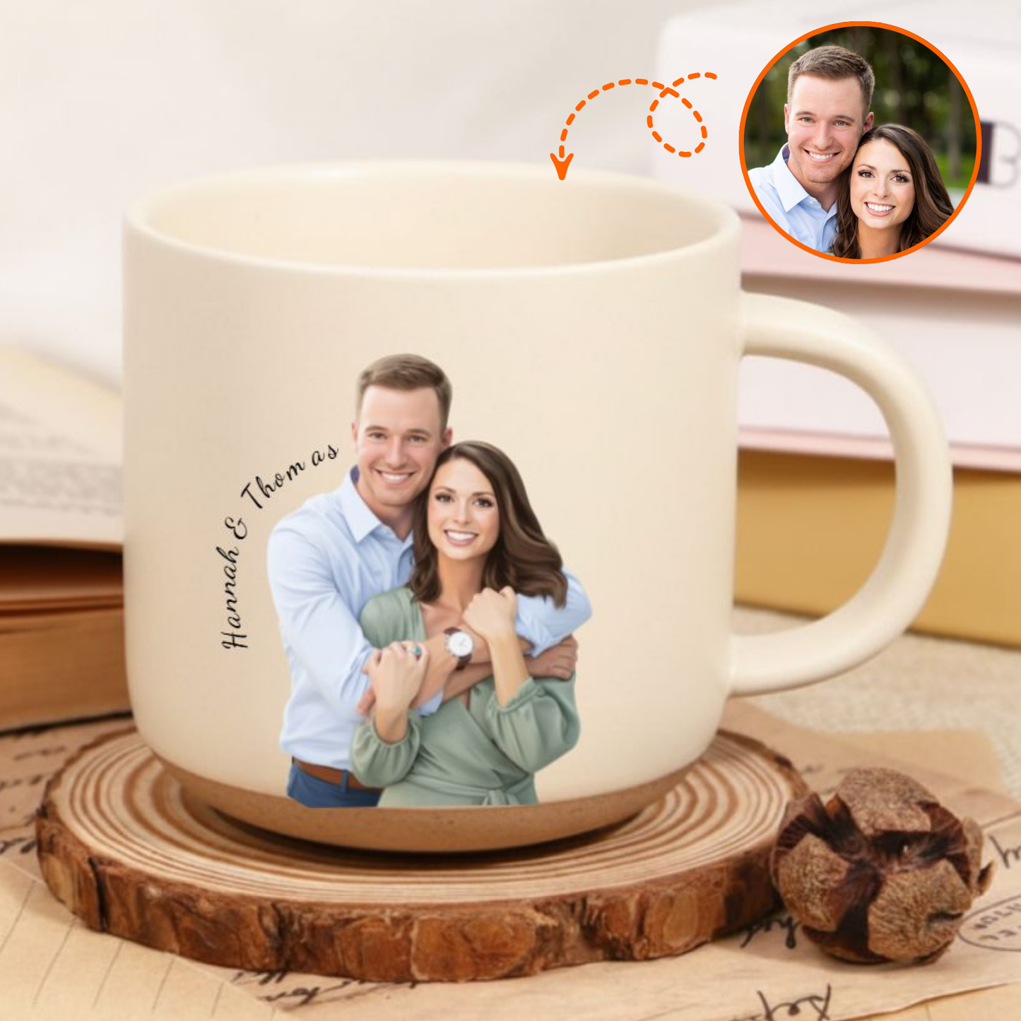 Personalized Digital Painting Portrait Pottery Mug –  A Heartfelt Gift for Couples & Family