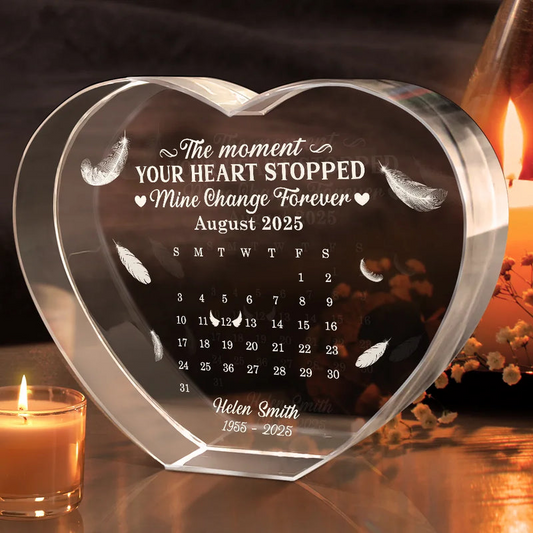 Calendar The Moment Your Heart Stopped Memorial - Personalized Crystal Heart