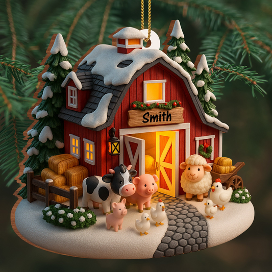 Create Your Own Winter Farmhouse Scene, Custom Wood Ornament, Gift For Family and Farm Lovers