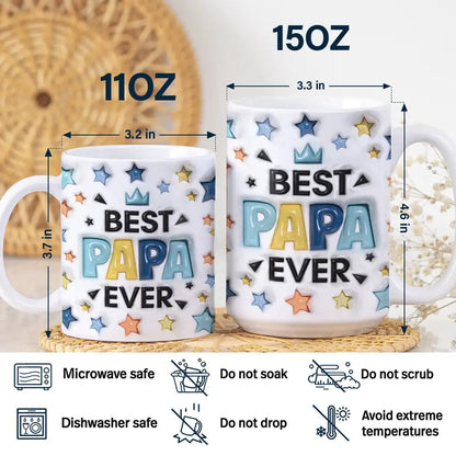 Custom 3D Effect Mug – Personalized "Best Pops Ever" Coffee Cup with Name & Photo – Unique Gift for Dad, Grandpa, Papa on Father’s Day, Birthday or Christmas