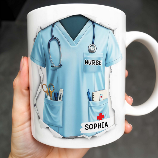 Celebrate Your Favorite Nurse, Nurse Uniform And Medical Tools, Personalized Custom Coffee Mug, Gift For Nurses