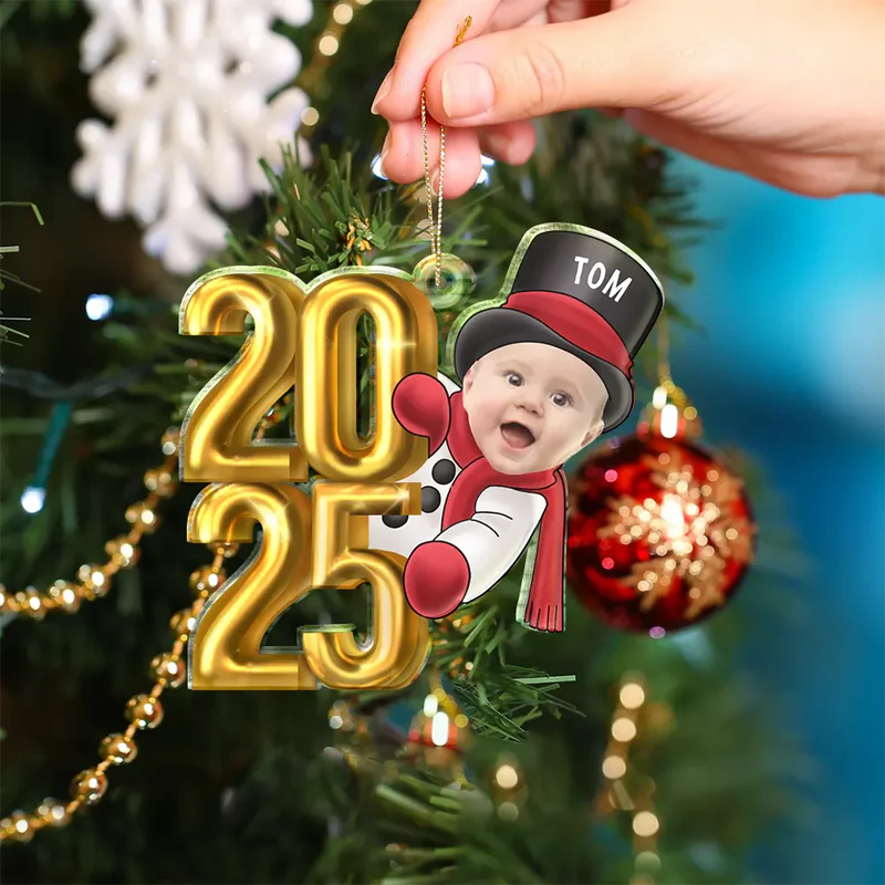 Custom Photo Christmas Santa Baby - Personalized Cutout Acrylic Ornament