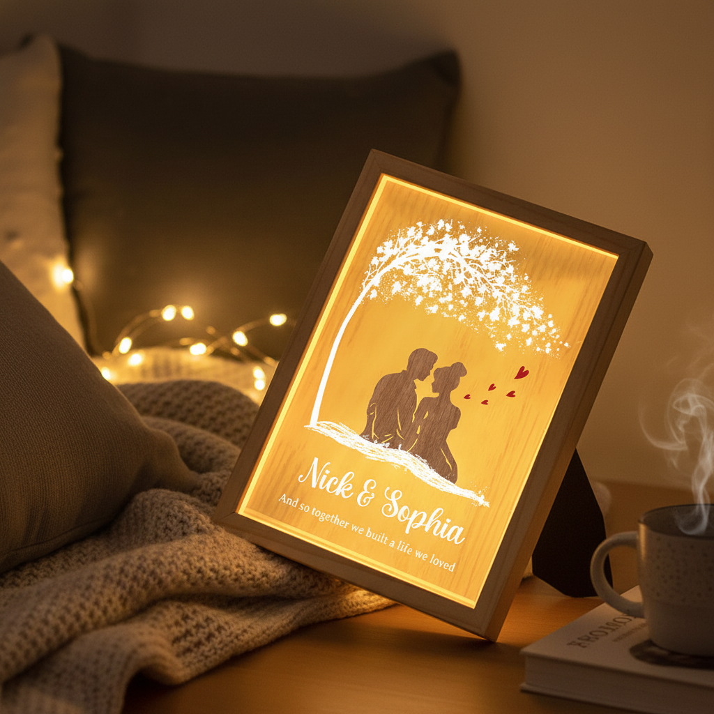 Custom Romantic Couple Light Box – Personalized Anniversary & Valentine Gift