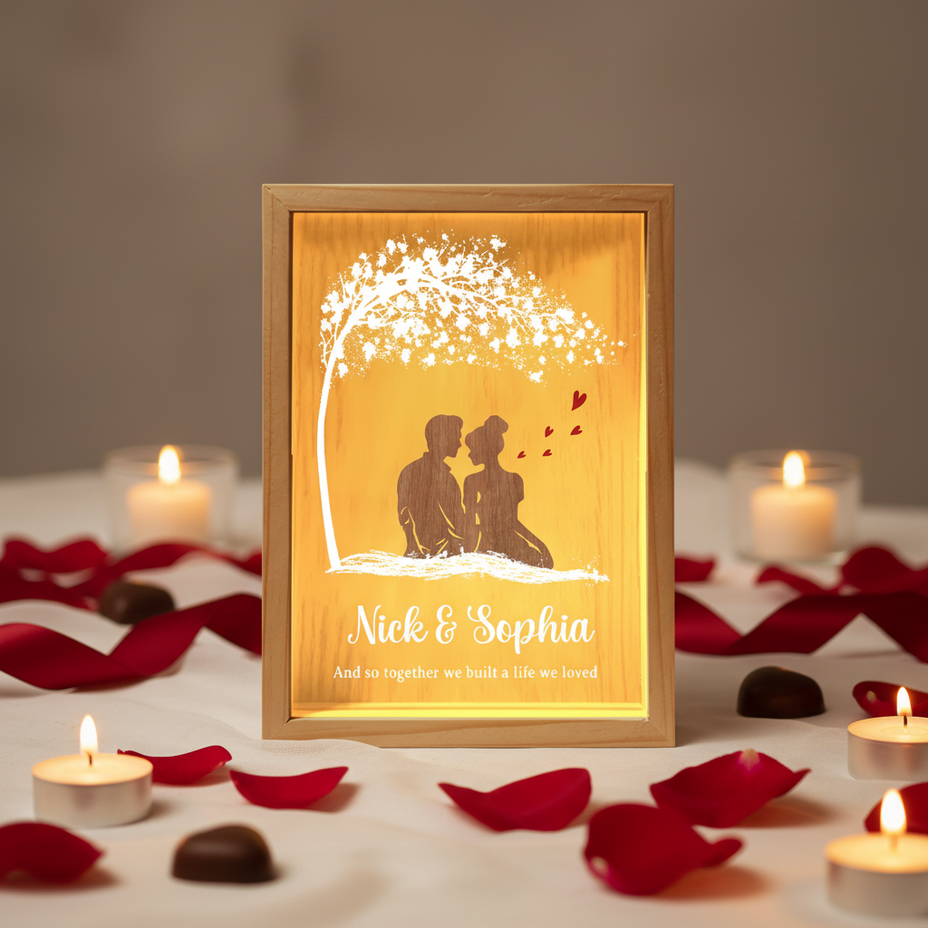 Custom Romantic Couple Light Box – Personalized Anniversary & Valentine Gift