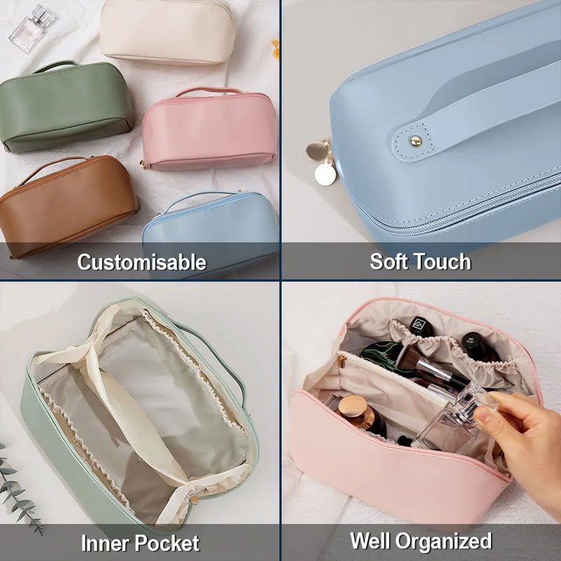 Birth Flower Bouquet - Personalized Leather Makeup Bag