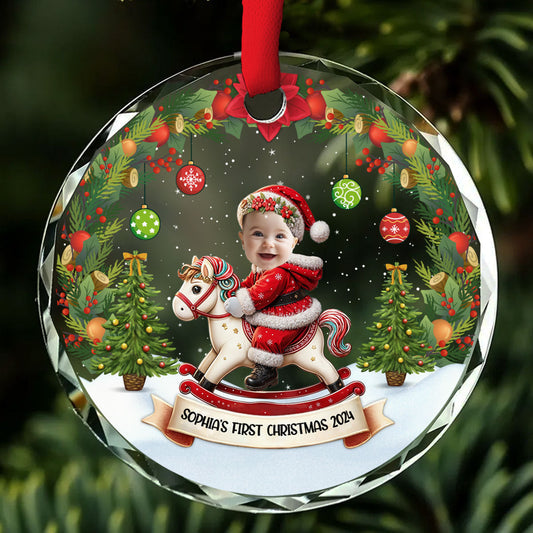 First Christmas Of Baby - Personalized Custom Glass Ornament