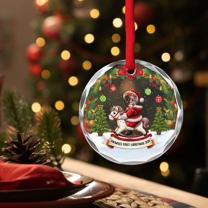 First Christmas Of Baby - Personalized Custom Glass Ornament