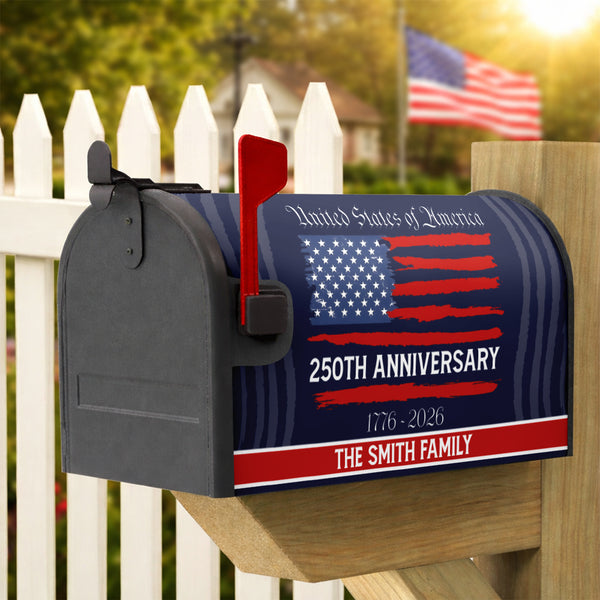 Custom Family Name USA 250th Anniversary Mailbox Cover