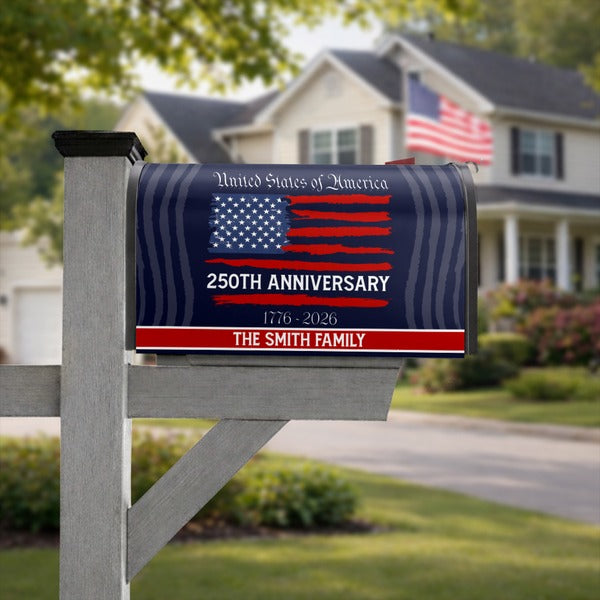 Custom Family Name USA 250th Anniversary Mailbox Cover