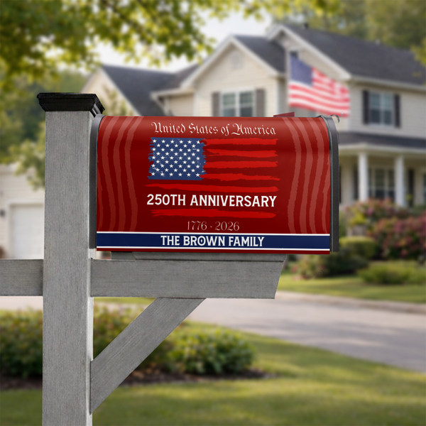 Custom Family Name USA 250th Anniversary Mailbox Cover