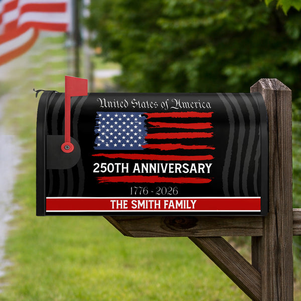Custom Family Name USA 250th Anniversary Mailbox Cover