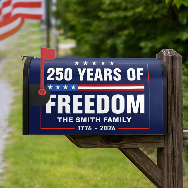 Custom Family Name 250 Years of Freedom We The People Patriotic Mailbox Cover