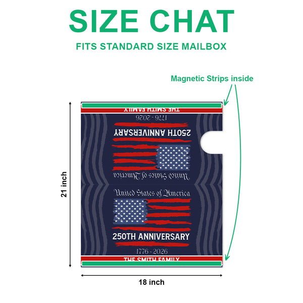 Custom Family Name USA 250th Anniversary Mailbox Cover