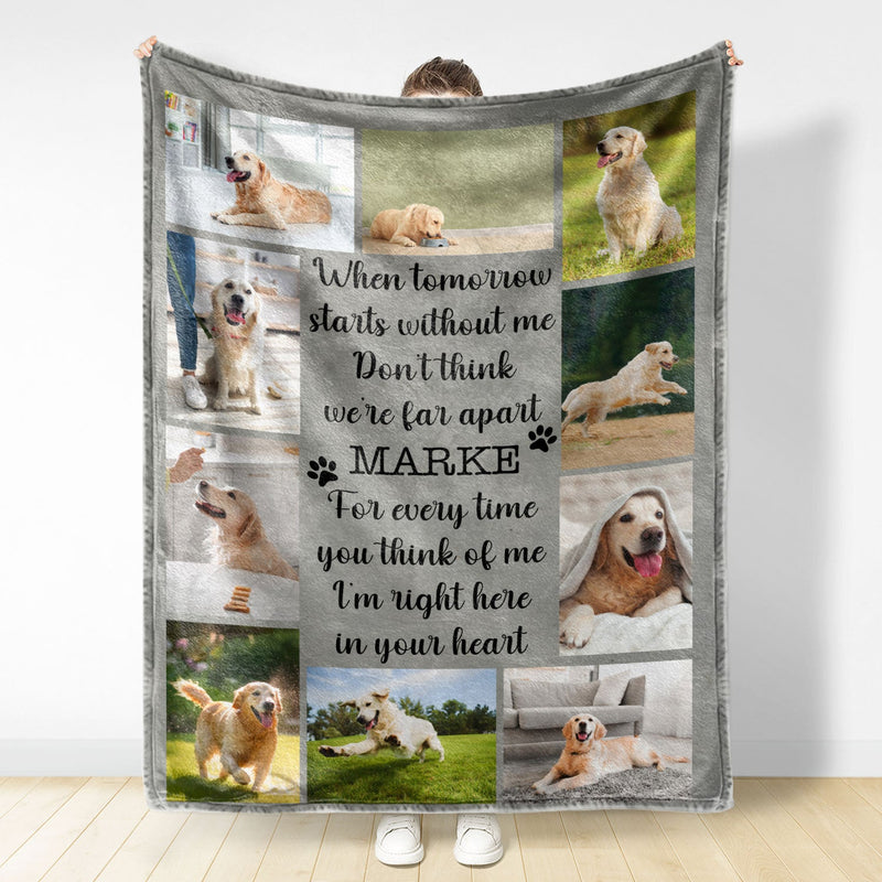 Custom Photo When Tomorrow Starts Without Me - Pet Memorial Gift - Personalized Fleece, Sherpa Blanket