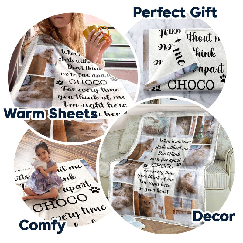 Custom Photo When Tomorrow Starts Without Me - Pet Memorial Gift - Personalized Fleece, Sherpa Blanket