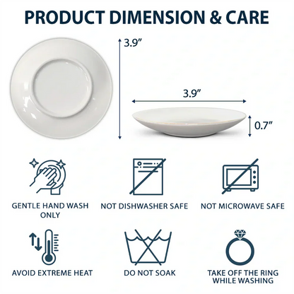 Toile De Jouy Engaged Married Couple Hands - Personalized Round Ring Dish