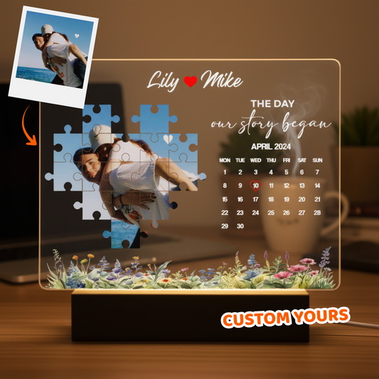 The Day I Found My Missing Piece Light Frame - Personalized3D Led Light Wooden Base