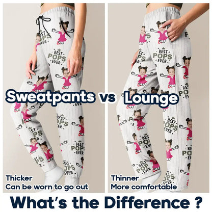 Custom Photo Cute Kids Best Dad Grandpa Ever Rain Pattern - Personalized Pajama Pants