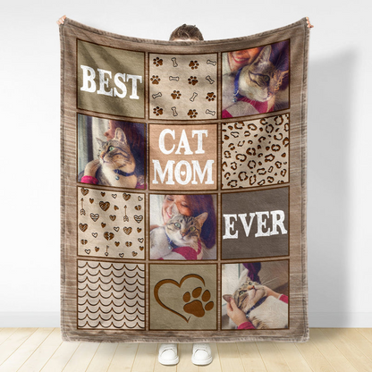 Custom Photo Best Dog Mom Ever - Gift For Pet Lovers - Personalized Fleece, Sherpa Blanket