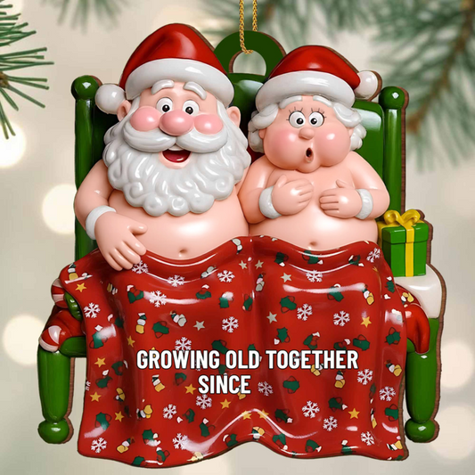 Growing Old Together Since, Personalized Custom Wood Ornament, Gift For Couples
